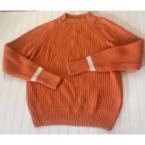 Y2K GAP Chunky Knit Sweater Long Orange Mock Neck Cottage Size Womens Medium